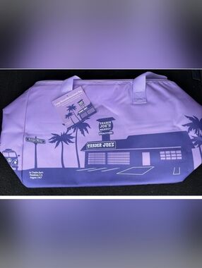 NEW Trader Joe's Lavender XL Insulated Tote Freezer Bag LIMITED EDITION